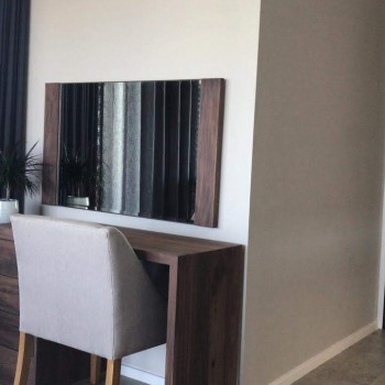 Walnut vanity and mirror