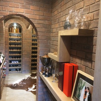Oak wine cellar shelving