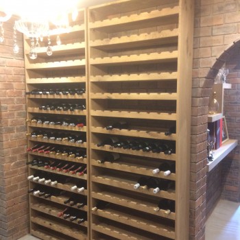 Oak wine cellar shelving