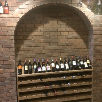 Oak wine cellar shelving