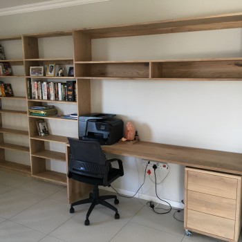 Oak table and shelving